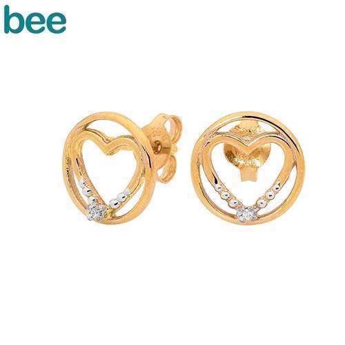 Image of 9 kt guld Heart in Circle ørestikker blank fra Bee Jewelry